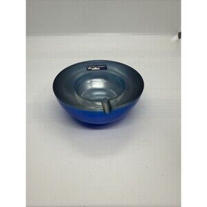 Art glass Ashtray 1970’s Leonardo Metallic Blue/Clear Germany 4 in. never used